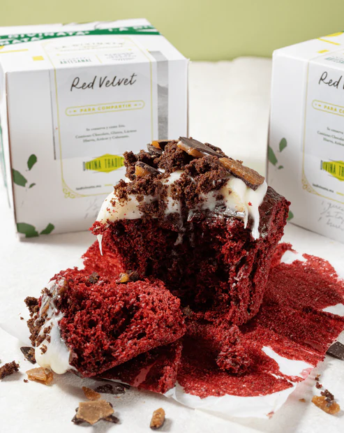 Muffin de Red Velvet rebanada